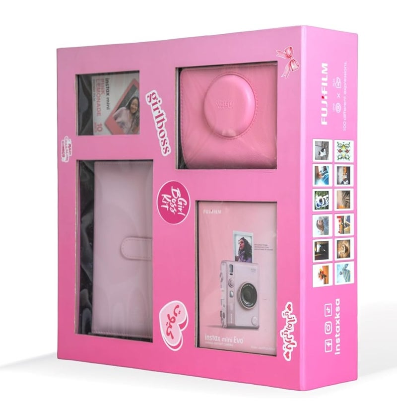 فوجي فيلم Fujifilm Instax Mini EVO Hybrid Instant Camera - Gentle Pink Gift Box - Image 3