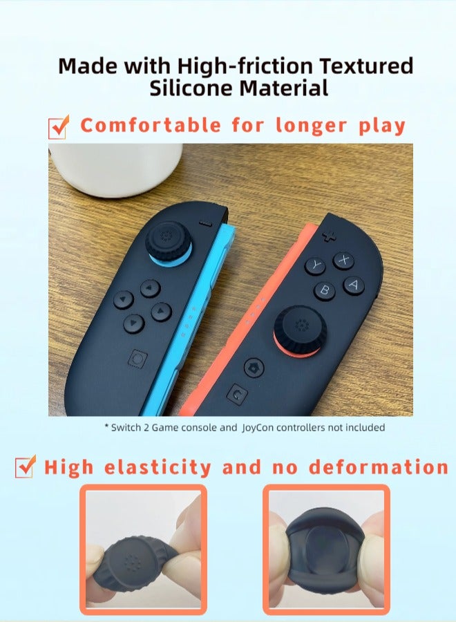 CoolRabbie Thumb Grips Joystick Cap Analog Stick Cover for Nintendo Switch 2 Joy-Con(2025 Upgraded Anti-Slip)，Silicone Caps for Switch 2 Pro Controller,Black,3 Pairs(6pcs) - Image 3