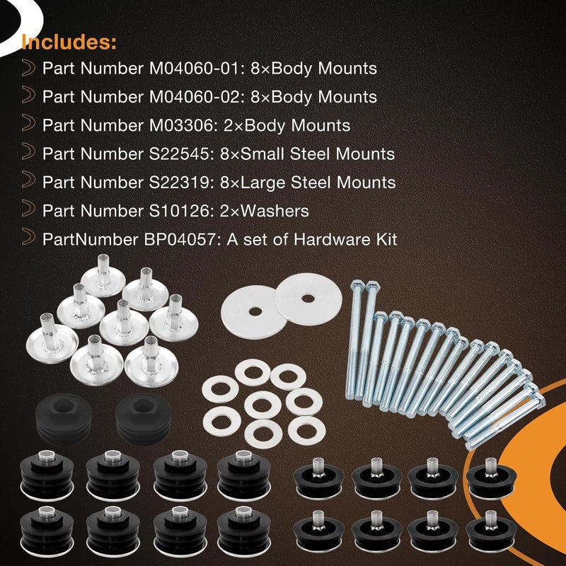 HQPASFY Body Mount Bushing Kit for 2008-2016 Ford F250 F350 Super Duty 2WD 4WD - Image 4