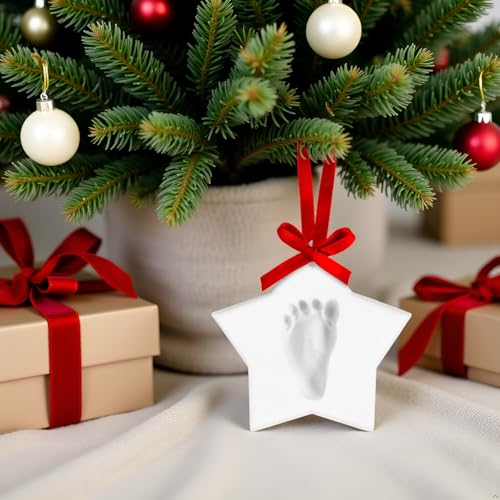 Tiny Ideas Newborn Star Babyprints Ornament, Baby's First Christmas Holiday Keepsake, Newborn Handprint or Footprint Clay Kit, Easy No-Bake DIY Impression, Gender-Neutral Baby Gift - Image 5