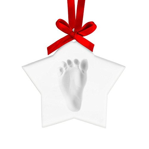 Tiny Ideas Newborn Star Babyprints Ornament, Baby's First Christmas Holiday Keepsake, Newborn Handprint or Footprint Clay Kit, Easy No-Bake DIY Impression, Gender-Neutral Baby Gift - Image 1
