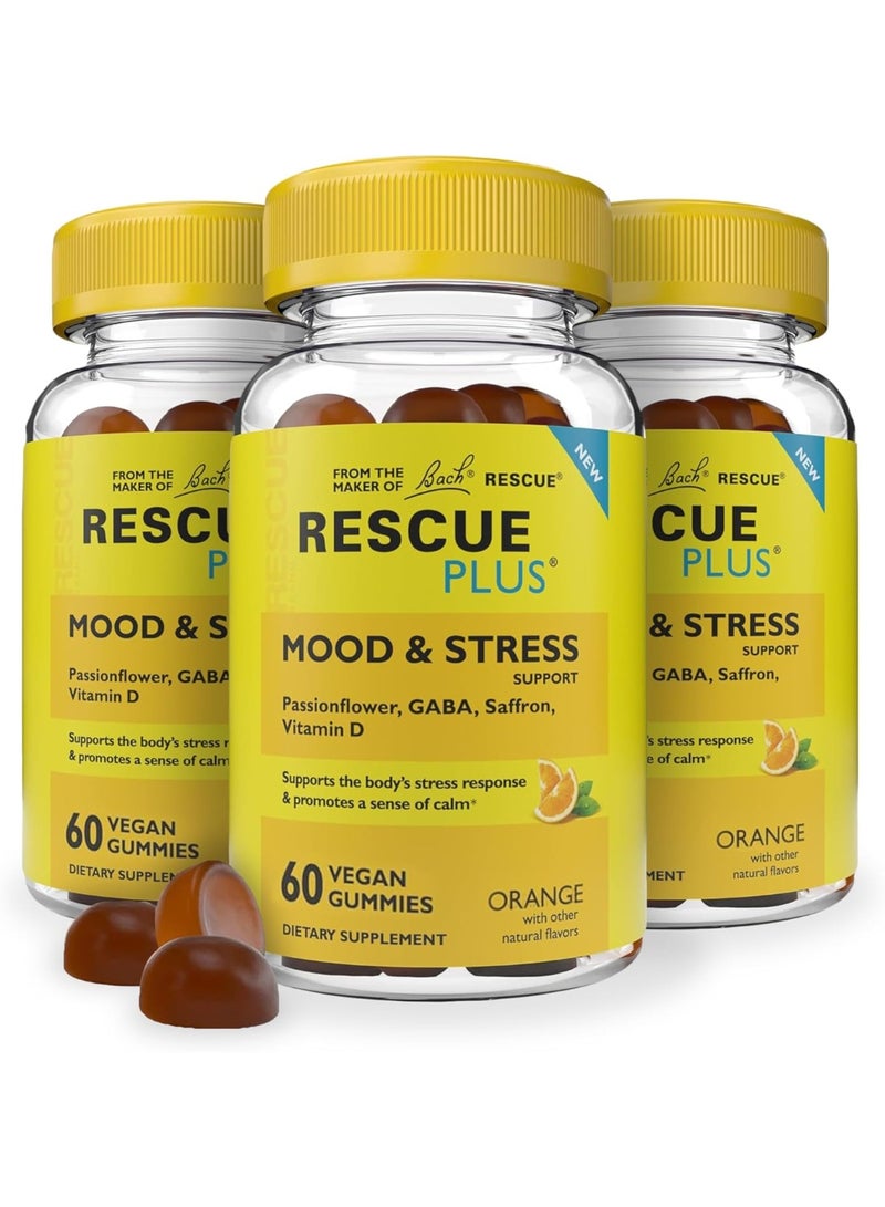 Bach C4 New Ultimate 20srv Hawaiian Fruit Juicy Bach Rescue Plus Mood & Stress Support Gummies Orange 60 Gummies - Image 1