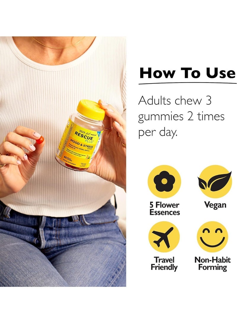 Bach C4 New Ultimate 20srv Hawaiian Fruit Juicy Bach Rescue Plus Mood & Stress Support Gummies Orange 60 Gummies - Image 4