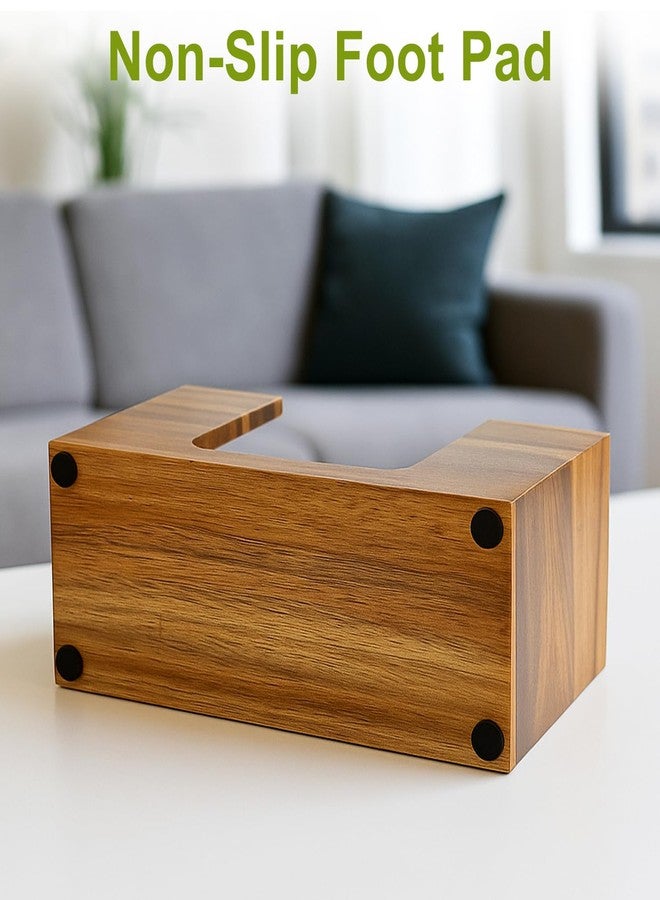 Hilislog Acacia Wood Paper Towel Dispenser Countertop Wooden Paper Towel Holder for Bathroom Kitchen Napkin Holder Counter Multifold C-Fold Z-Fold Trifold Hand Towels Dispenser for Toilet Restroom - Image 5