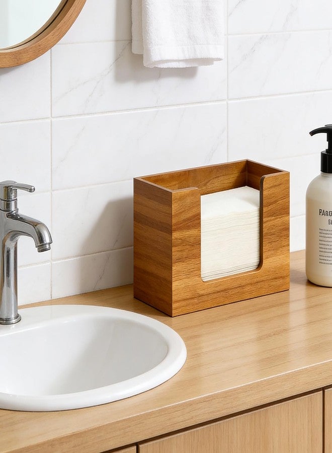 Hilislog Acacia Wood Paper Towel Dispenser Countertop Wooden Paper Towel Holder for Bathroom Kitchen Napkin Holder Counter Multifold C-Fold Z-Fold Trifold Hand Towels Dispenser for Toilet Restroom - Image 2