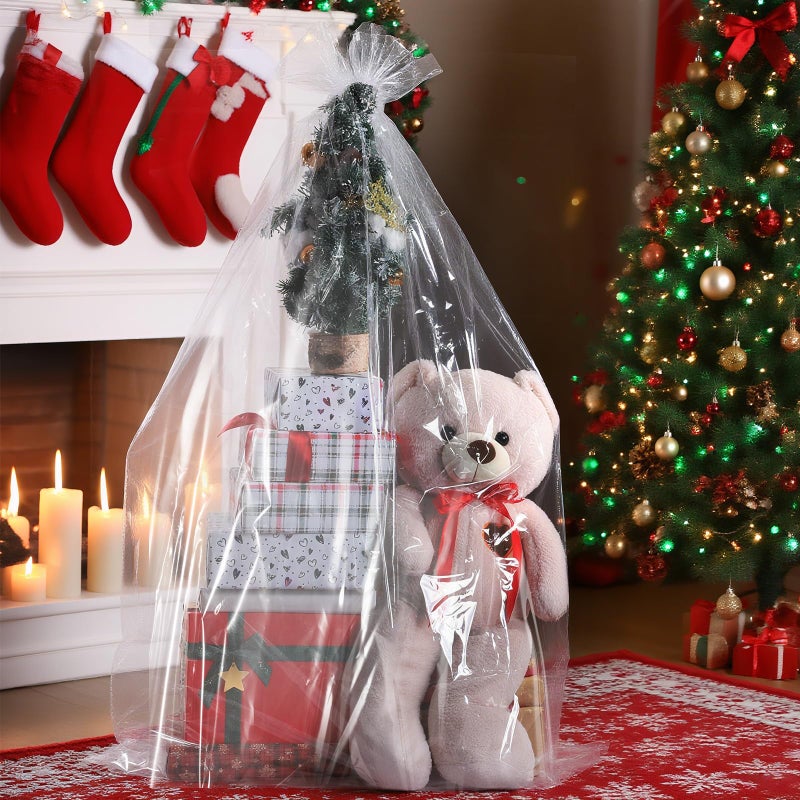woric 6PCS Jumbo Huge Cellophane Gift Bags 50x60 Inch Extra Large Cellophane Wrap for Bathtub Baby Shower Birthday Easter Gift Baskets Stuffers - Image 5