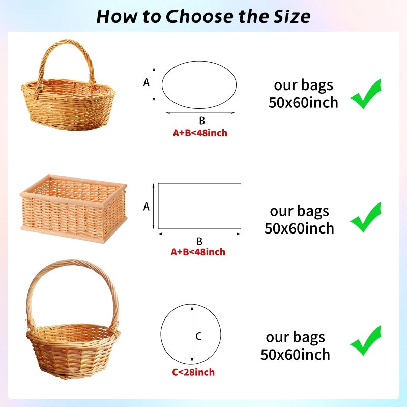 woric 6PCS Jumbo Huge Cellophane Gift Bags 50x60 Inch Extra Large Cellophane Wrap for Bathtub Baby Shower Birthday Easter Gift Baskets Stuffers - Image 3