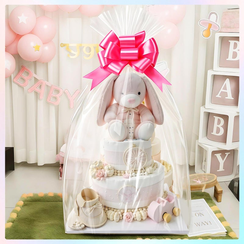 woric 6PCS Jumbo Huge Cellophane Gift Bags 50x60 Inch Extra Large Cellophane Wrap for Bathtub Baby Shower Birthday Easter Gift Baskets Stuffers - Image 4