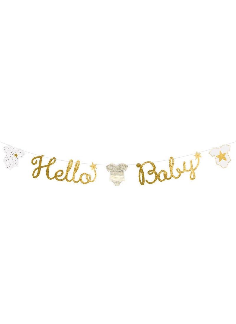Hello Baby Garland Banner Gold Paper 160cm