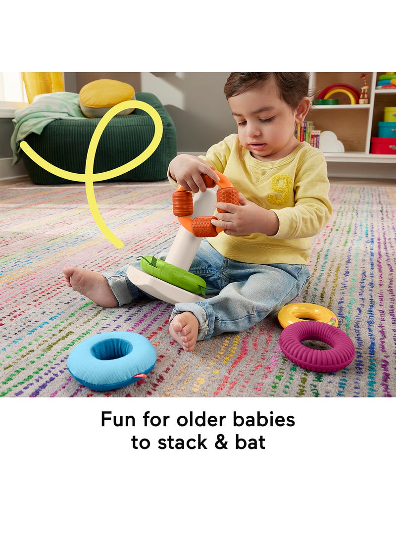 Fisher-Price لعبة الأطفال الحسية رينغ-أ-ستاك، حلقات مع أنشطة حركية دقيقة للعب التطويري للأطفال من عمر 6 أشهر فما فوق - Image 5