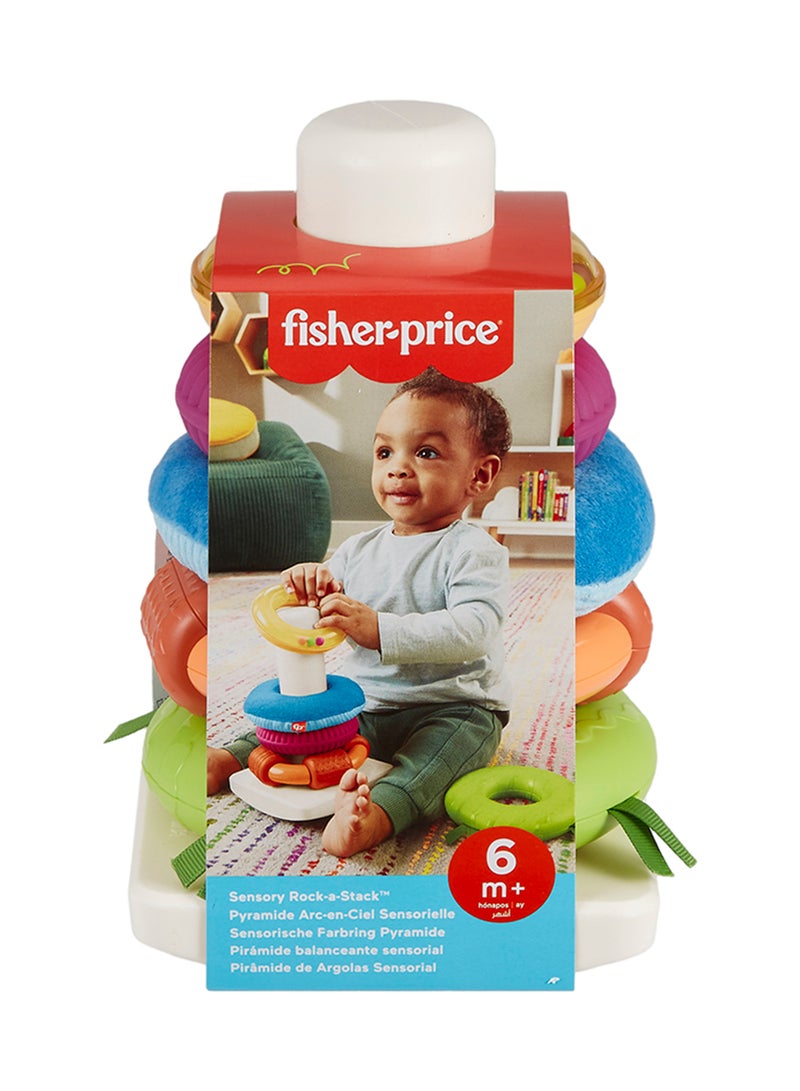 Fisher-Price لعبة الأطفال الحسية رينغ-أ-ستاك، حلقات مع أنشطة حركية دقيقة للعب التطويري للأطفال من عمر 6 أشهر فما فوق - Image 1