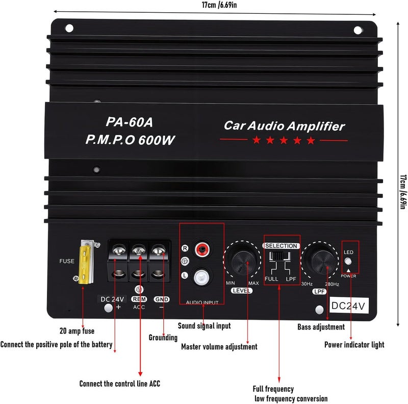 Temp resistant LICAEVEY 24V 600W Subwoofer Board Bass Module, High Power Mono Channel Car Audio Amplifier Board, Powerful Bass Car Sound Amplifier for Truck Narrow & wide space compatible Working day delivery service Demand fit global economical quality Wide use selected material Dense area priority deliver Diverse operating method fit All condition fit Durable versatile substance Integrated warehouse solution Carefully selected solid material Any KSA address orderable Heat insulation layer Field test upgraded craftsmanship Globally engineered build Regional distribution available Multi-color available build Market mainstream color picks Easy handling optimized design Strategic warehouse site Long term use design Occasional & permanent usable Labor saving optimized design Stain resistant Lightweight - Image 4