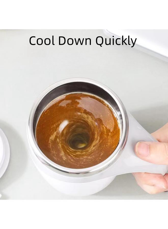 WAOKN Self Stirring Mug,Rechargeable Auto Magnetic Coffee Mug with Stir Bar,Waterproof Automatic Mixing Cup for Milk/Cocoa at Office/Kitchen/Travel Best Gift Stainless Steel Mug - White  - Image 4