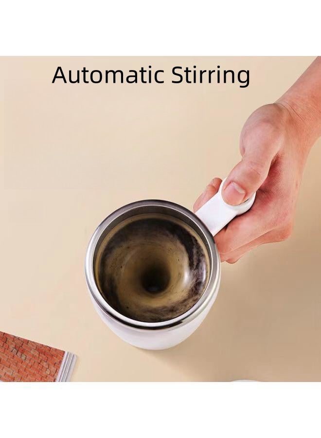 WAOKN Self Stirring Mug,Rechargeable Auto Magnetic Coffee Mug with Stir Bar,Waterproof Automatic Mixing Cup for Milk/Cocoa at Office/Kitchen/Travel Best Gift Stainless Steel Mug - White  - Image 3