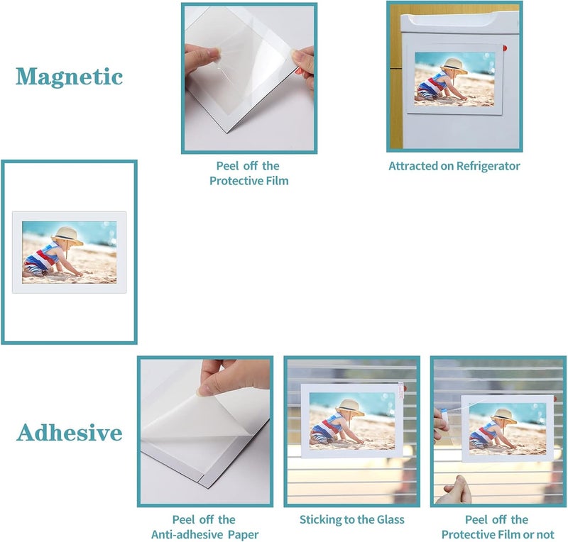 CRUGLA 12 Packs 4x6 Magnetic Picture Frames for Refrigerator， White Peel and Stick Frame Bulk, 4 by 6 Photo Holders for Fridge Dishwasher Whiteboard - Image 3