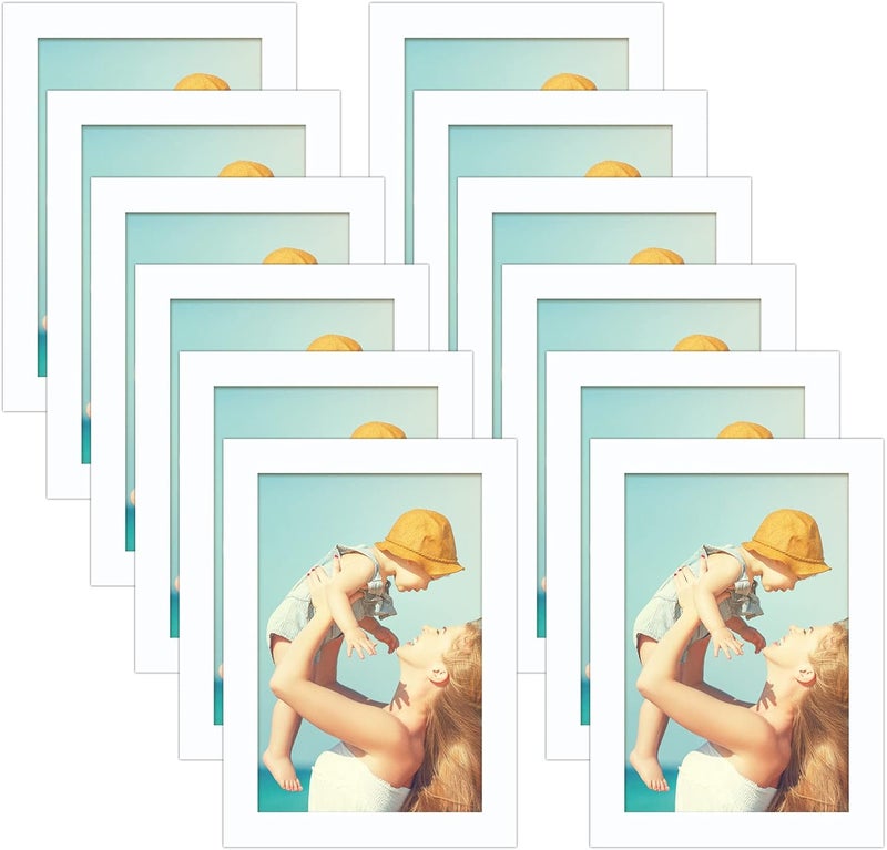 CRUGLA 12 Packs 4x6 Magnetic Picture Frames for Refrigerator， White Peel and Stick Frame Bulk, 4 by 6 Photo Holders for Fridge Dishwasher Whiteboard - Image 1
