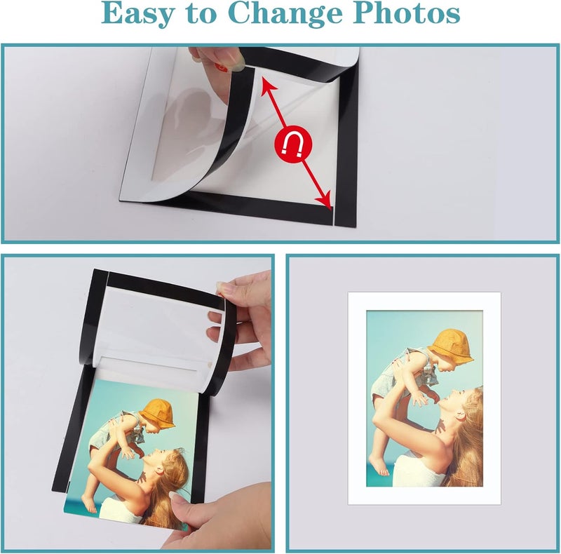 CRUGLA 12 Packs 4x6 Magnetic Picture Frames for Refrigerator， White Peel and Stick Frame Bulk, 4 by 6 Photo Holders for Fridge Dishwasher Whiteboard - Image 4