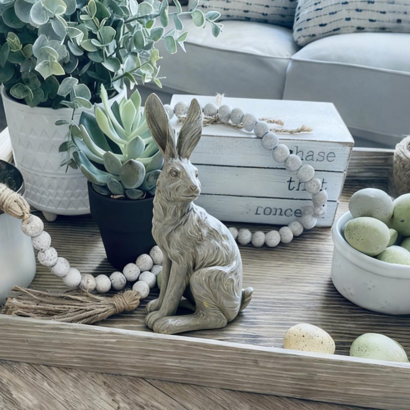 DiliComing Outdoor Rabbit Garden Statue - 12 Inch Large Easter Bunny Decor Grey Resin Animal Sculpture for Home Lawn Yard Decorations Womens Gifts - Image 5