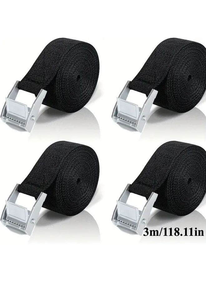 Heavy Duty Black Tie Down Straps 4pcs 3m Durable PP Material Secure Lashing - Image 1