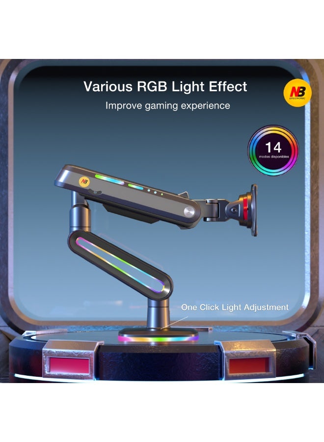 NB ERGONOMIC RGB Gaming Monitor-arm for Flat/Ultrawide/Curved Monitors 32 to 60 inch, Heavy Duty Stand Load up to 20 kg, VESA 75/100 mm Monitor-Mount F6 - Image 3