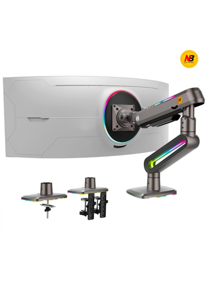 NB ERGONOMIC RGB Gaming Monitor-arm for Flat/Ultrawide/Curved Monitors 32 to 60 inch, Heavy Duty Stand Load up to 20 kg, VESA 75/100 mm Monitor-Mount F6 - Image 1