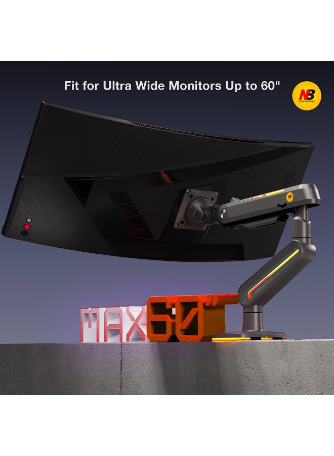 NB ERGONOMIC RGB Gaming Monitor-arm for Flat/Ultrawide/Curved Monitors 32 to 60 inch, Heavy Duty Stand Load up to 20 kg, VESA 75/100 mm Monitor-Mount F6 - Image 4