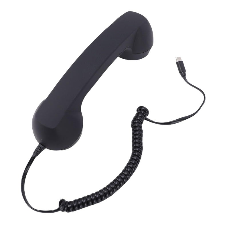 Zyyini Retro Phone Handset Classic Type C Wired Telephone Receiver With Volume Control Black Landline Handle Receiver For Phone Video Call Conference - Image 2