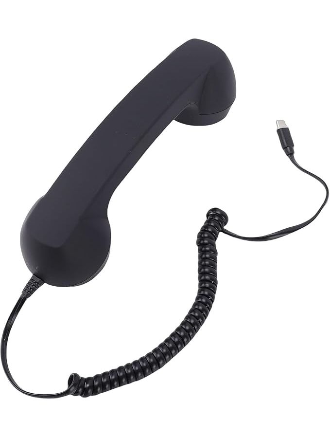 Zyyini Retro Phone Handset Classic Type C Wired Telephone Receiver With Volume Control Black Landline Handle Receiver For Phone Video Call Conference - Image 1
