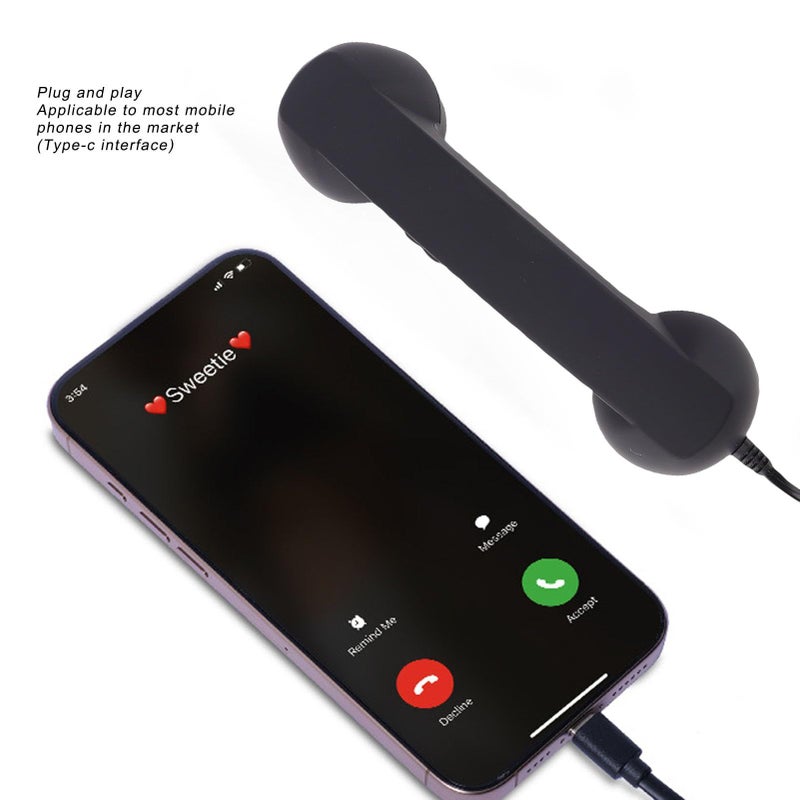 Zyyini Retro Phone Handset Classic Type C Wired Telephone Receiver With Volume Control Black Landline Handle Receiver For Phone Video Call Conference - Image 4