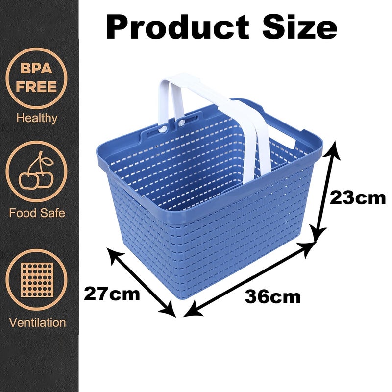 Kuber Industries Kuber Industries Basket | Plastic Storage Basket for Fruits | Storage Basket for Picnic | Storage Basket for Kitchen | FLORA-333 | Large | Blue  - Image 3