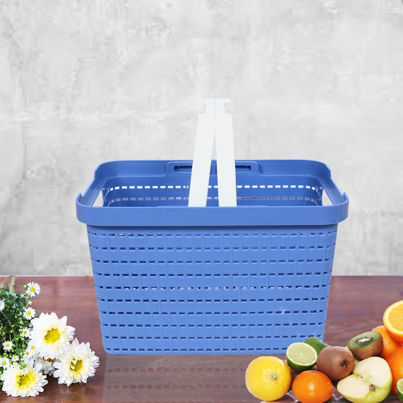 Kuber Industries Kuber Industries Basket | Plastic Storage Basket for Fruits | Storage Basket for Picnic | Storage Basket for Kitchen | FLORA-333 | Large | Blue  - Image 4