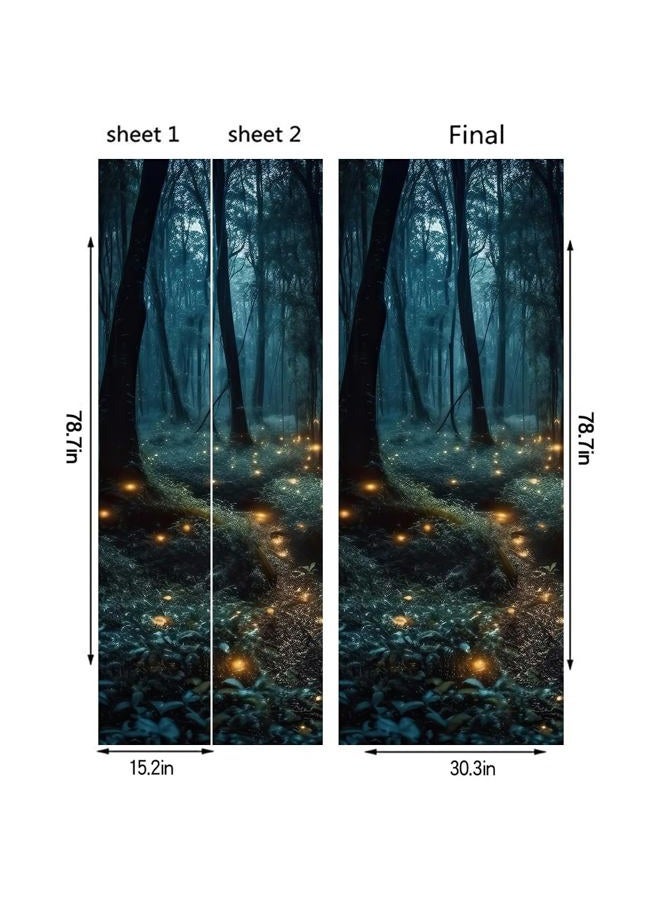 REDAMANCY Mystic Forest Tree Mushroom Firebee Peel and Stick Door Stickers Vinyl 3D Door Mural Decals Decor Wallpaper Self-Adhesive, Waterproof, Removable - Image 2