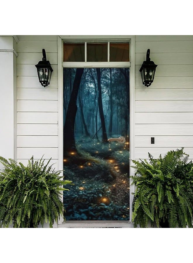 REDAMANCY Mystic Forest Tree Mushroom Firebee Peel and Stick Door Stickers Vinyl 3D Door Mural Decals Decor Wallpaper Self-Adhesive, Waterproof, Removable - Image 5