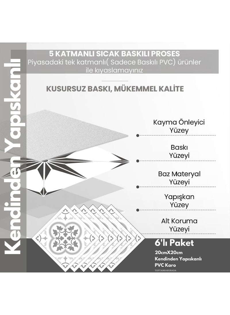 Technosmart 6PCS 20CM×20CM Self Adhesive Wall Covering Kitchen Bathroom PVC Sticker Decoration  - Image 3