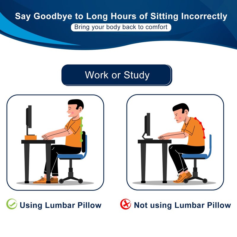 QUTOOL Lumbar Support Pillow for Office Chair, Memory Foam Low Back Support,Back Pain Relief, Ergonomic Back Cushion for Desk Chair,Gaming Chair,Adjustable Strap and Washable Cover - Image 3