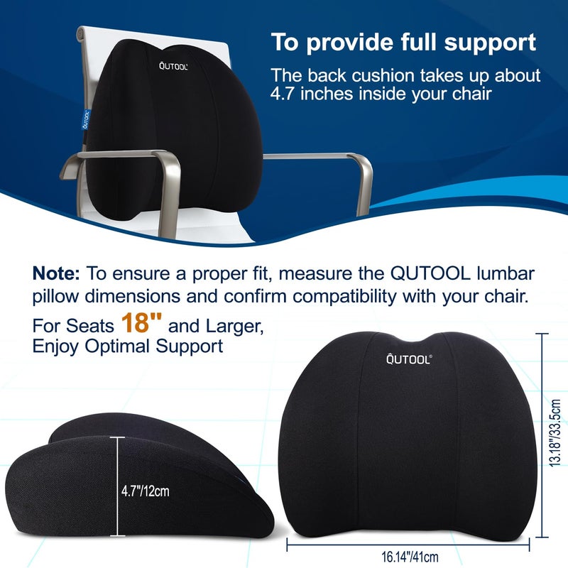 QUTOOL Lumbar Support Pillow for Office Chair, Memory Foam Low Back Support,Back Pain Relief, Ergonomic Back Cushion for Desk Chair,Gaming Chair,Adjustable Strap and Washable Cover - Image 4