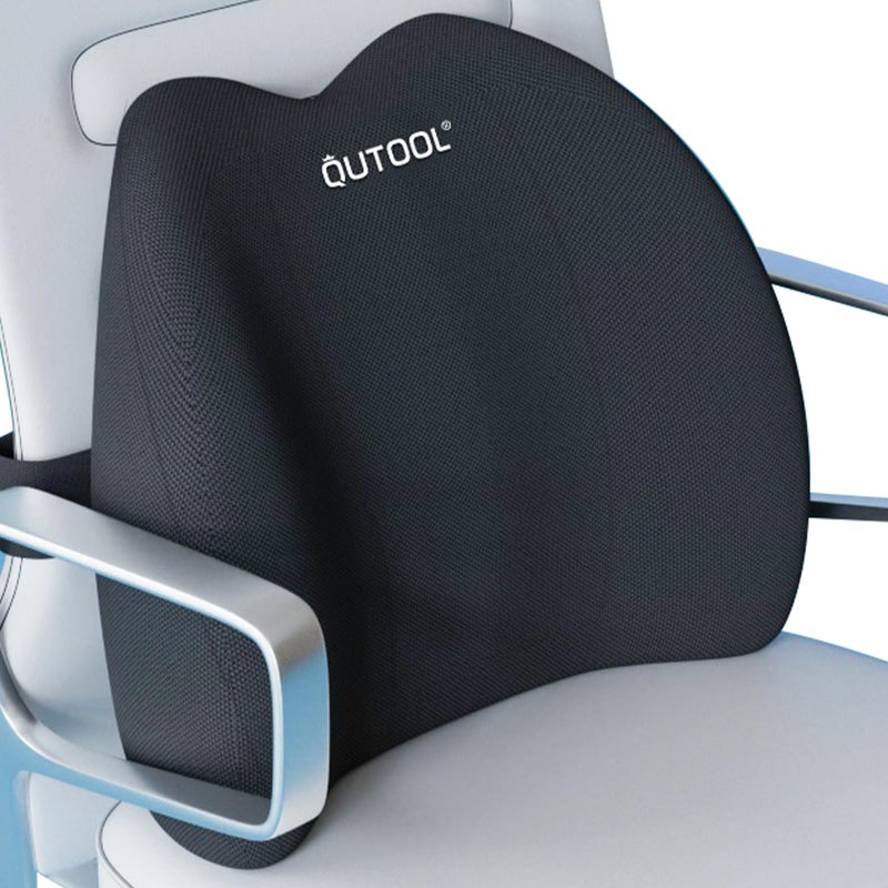 QUTOOL Lumbar Support Pillow for Office Chair, Memory Foam Low Back Support,Back Pain Relief, Ergonomic Back Cushion for Desk Chair,Gaming Chair,Adjustable Strap and Washable Cover - Image 1