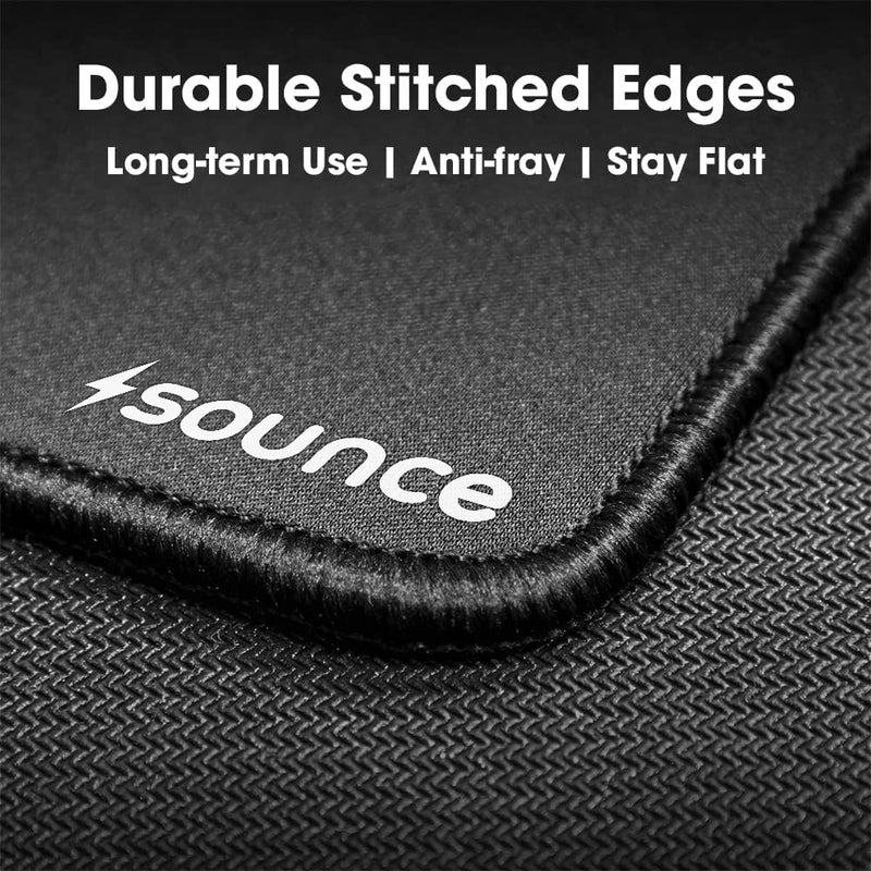 Sounce وسادة ماوس (عبوة من 2) 230 x 190 x 2 مم، سطح متين وسلس، قاعدة مطاطية غير قابلة للانزلاق، تصميم مقاوم للماء، مثالي للابتوب، الكمبيوتر، الفأرات الليزرية والبصرية (أسود) - Image 5