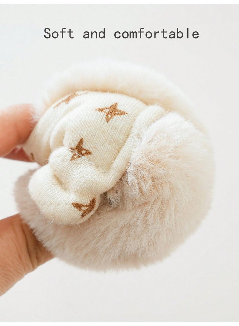 Baby Winter Socks 1 Pair Soft Warm Infant Socks in Cream With Star Details for Boys and Girls, 6-12 Months - Image 2