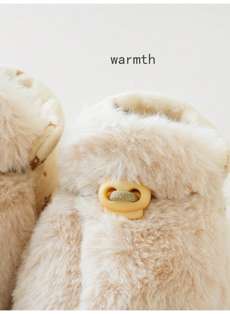 Baby Winter Socks 1 Pair Soft Warm Infant Socks in Cream With Star Details for Boys and Girls, 6-12 Months - Image 4