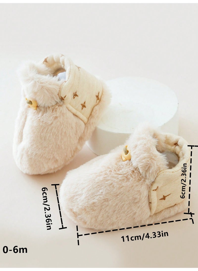 Baby Winter Socks 1 Pair Soft Warm Infant Socks in Cream With Star Details for Boys and Girls, 6-12 Months - Image 5