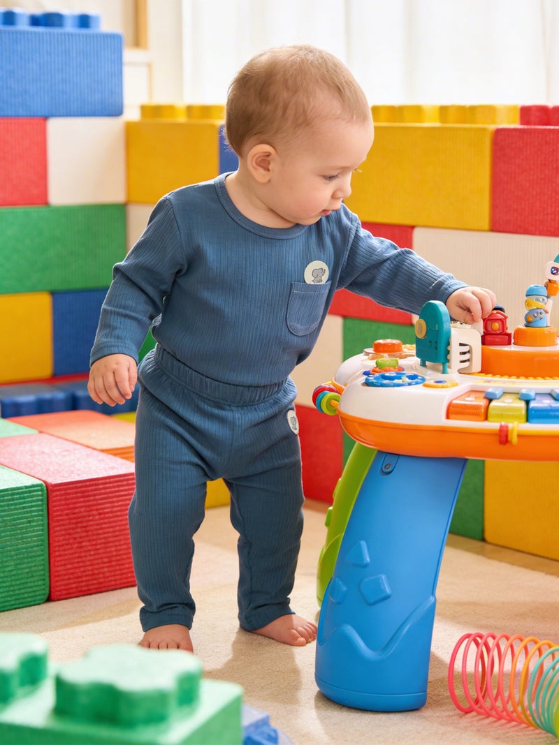 Babies Basic Ribbed Cotton Long Sleeves Top and Bottom, Set of 3 - Image 5