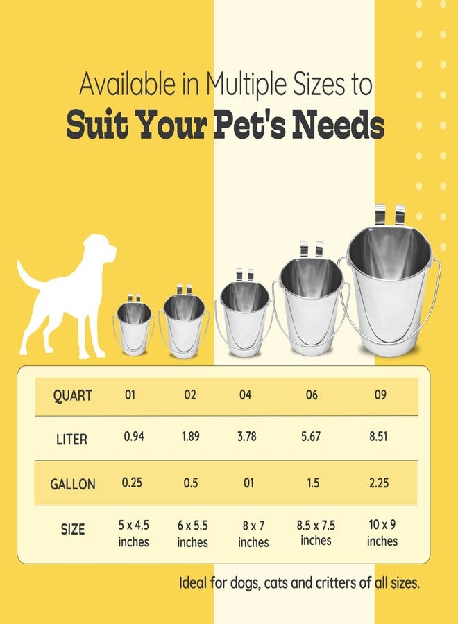 AASPIRE PETS 1 Qt Stainless Steel Hanging Pet Bucket with Dual Hook - Food & Water Flat Sided Pail for Dogs, Cats, Birds & Small Animals - Durable Cage & Kennel Bowl with Handle - Indoor & Outdoor Use - Image 5