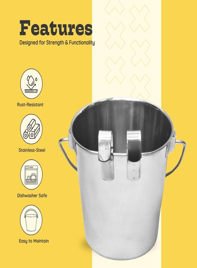 AASPIRE PETS 1 Qt Stainless Steel Hanging Pet Bucket with Dual Hook - Food & Water Flat Sided Pail for Dogs, Cats, Birds & Small Animals - Durable Cage & Kennel Bowl with Handle - Indoor & Outdoor Use - Image 3
