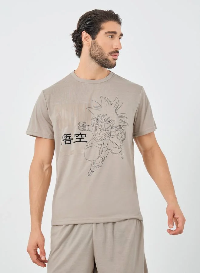 ستايلي Styli Dragon Ball Graphic Print Short Sleeve T-Shirt and Shorts Set