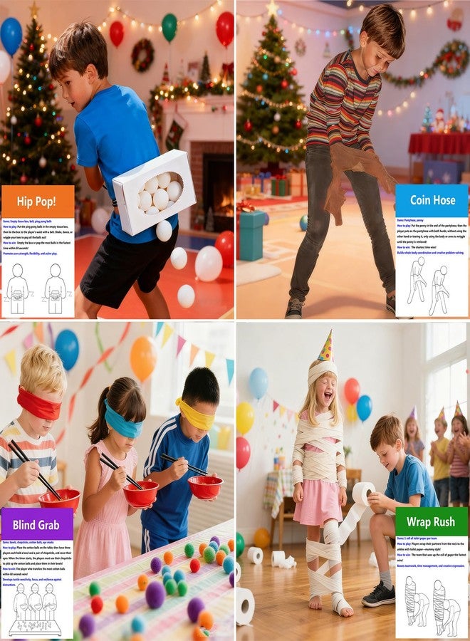 ألعاب تحديات دقيقة للأولاد والبنات من عمر 4 إلى 14 عامًا، مناسبة لحفلات أعياد الميلاد، وليالي الألعاب العائلية في عيد الميلاد، وألعاب تقويم المجيء لمدة 24 يومًا، وألعاب بناء الفريق في الفصل الدراسي من 2 إلى 12 لاعبًا. - Image 4