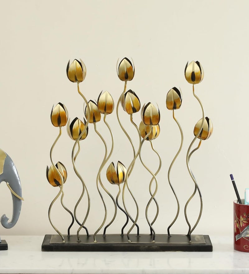 vedas vedas Multicolor Metal MDF Abstract 6 Flower Table Decor Showpiece Gift Items for Living Room Bedroom Dining Room Kidsroom Hallway Home Office Hotel Decoration Size 17 x 19 Inches  - Image 1