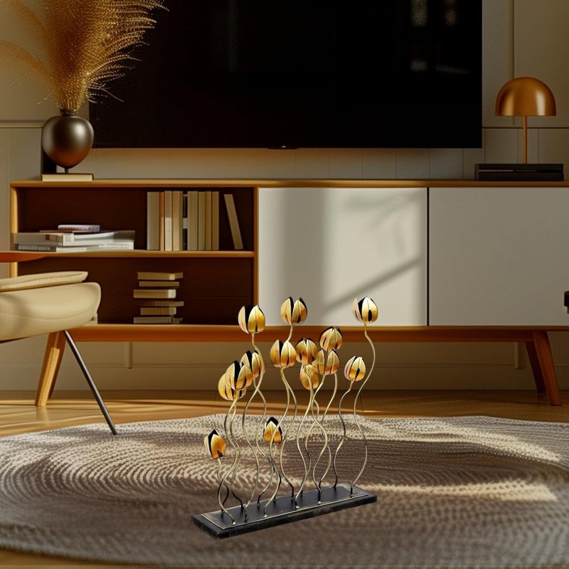 vedas vedas Multicolor Metal MDF Abstract 6 Flower Table Decor Showpiece Gift Items for Living Room Bedroom Dining Room Kidsroom Hallway Home Office Hotel Decoration Size 17 x 19 Inches  - Image 5