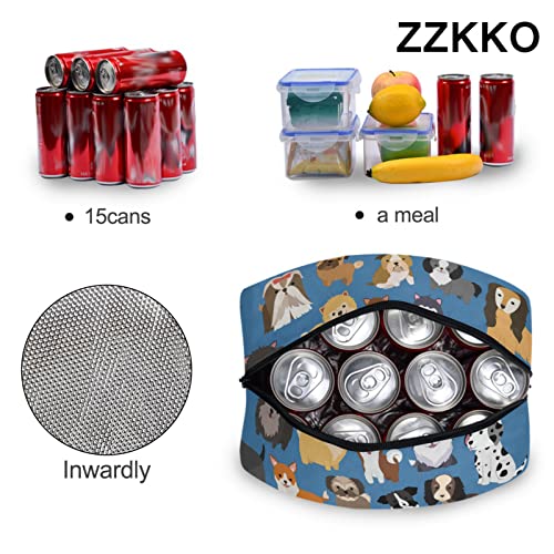 ZZKKO Dog Puppy Lunch Bag Box Tote Organizer Lunch Container Insulated Zipper Meal Prep Cooler Handbag For Women Men Home School Office Outdoor Use - Image 5