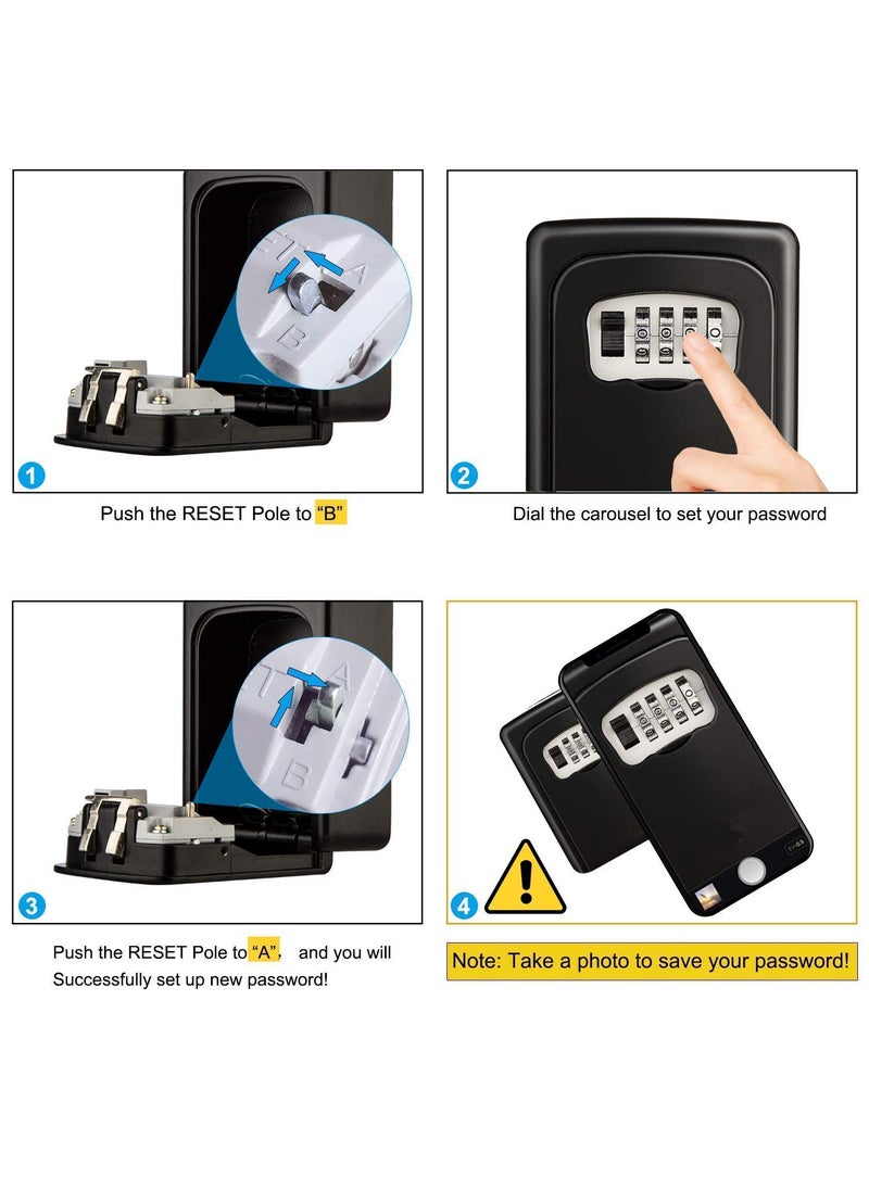7 Seas - 7Seas Metal Key Safe Lock Box Outdoor Storage Key Protraction Box with Code Combination Password Security Lock Key Safe Storage Lockable Box1Pcs - Image 1